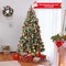 Costway 5FT/6.5FT/7.5FT Artificial Christmas Tree Hinged with 200/420/560/650 Warm LED Lights & 126/207/267/309 Red Berries